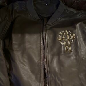 Taylor Black Bomber Jacket with Gold Embroidery